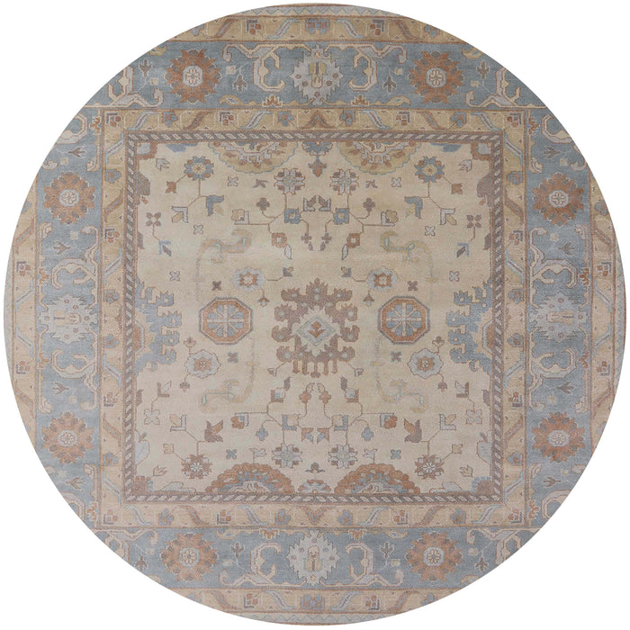 Round Mid-Century Modern Rose Purple Oriental Rug, urb1616