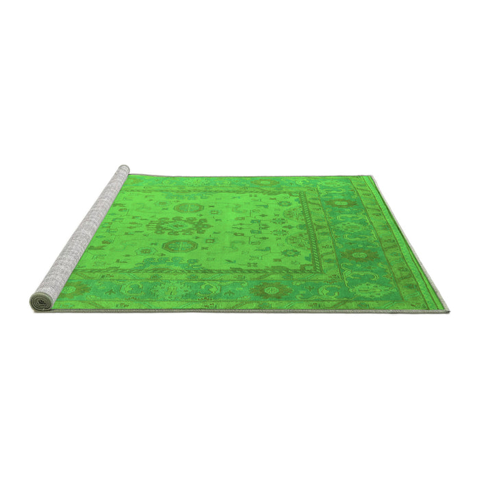 Sideview of Machine Washable Oriental Green Industrial Area Rugs, wshurb1616grn