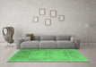 Machine Washable Oriental Emerald Green Industrial Area Rugs in a Living Room,, wshurb1616emgrn