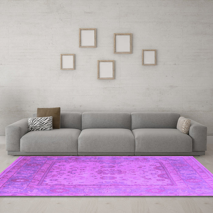 Machine Washable Oriental Purple Industrial Area Rugs in a Living Room, wshurb1616pur