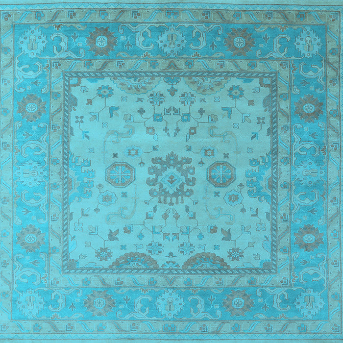 Square Machine Washable Oriental Light Blue Industrial Rug, wshurb1616lblu
