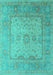Machine Washable Oriental Turquoise Industrial Area Rugs, wshurb1616turq