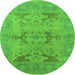 Round Oriental Green Industrial Rug, urb1617grn