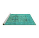 Sideview of Machine Washable Oriental Turquoise Industrial Area Rugs, wshurb1617turq