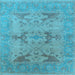 Square Oriental Light Blue Industrial Rug, urb1617lblu