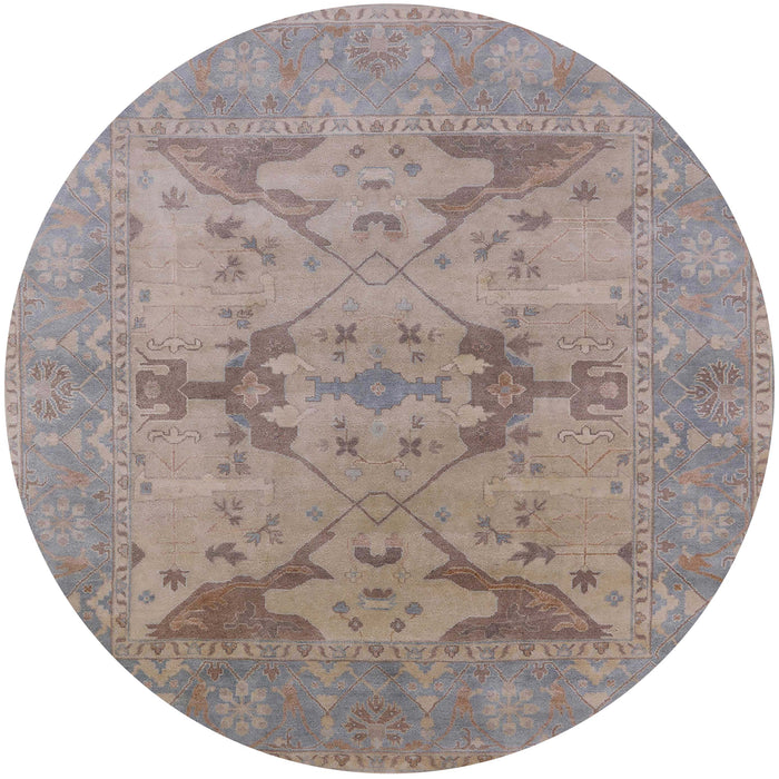 Round Mid-Century Modern Rose Purple Oriental Rug, urb1617