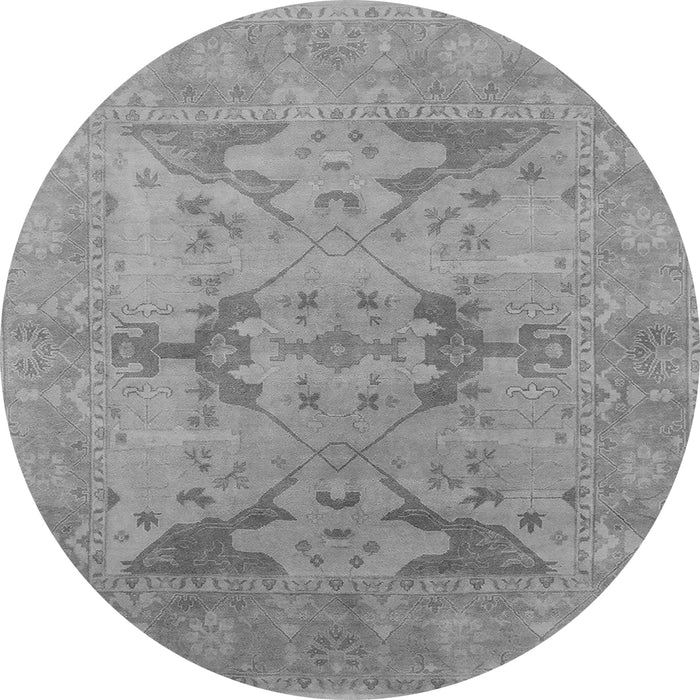 Round Machine Washable Oriental Gray Industrial Rug, wshurb1617gry