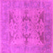 Square Machine Washable Oriental Pink Industrial Rug, wshurb1617pnk