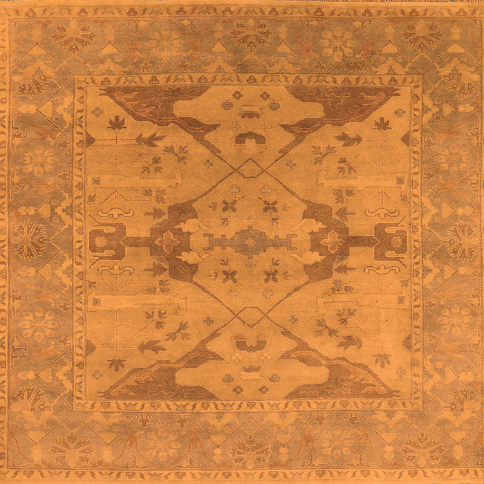 Square Machine Washable Oriental Orange Industrial Area Rugs, wshurb1617org