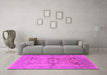 Machine Washable Oriental Pink Industrial Rug in a Living Room, wshurb1617pnk