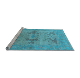 Sideview of Machine Washable Oriental Light Blue Industrial Rug, wshurb1617lblu