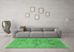 Machine Washable Oriental Emerald Green Industrial Area Rugs in a Living Room,, wshurb1617emgrn