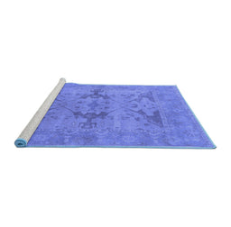 Sideview of Machine Washable Oriental Blue Industrial Rug, wshurb1617blu