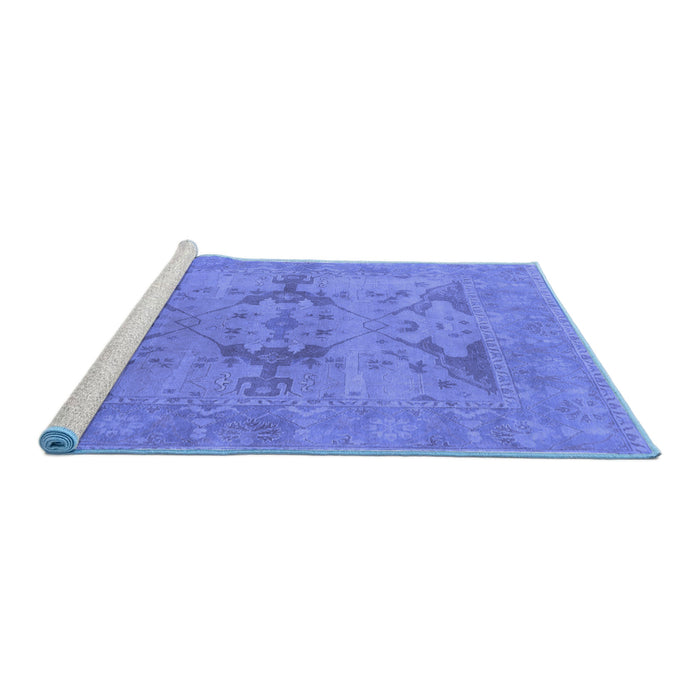 Sideview of Machine Washable Oriental Blue Industrial Rug, wshurb1617blu