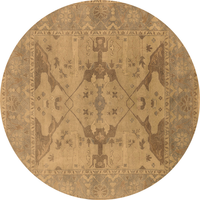 Round Oriental Brown Industrial Rug, urb1617brn