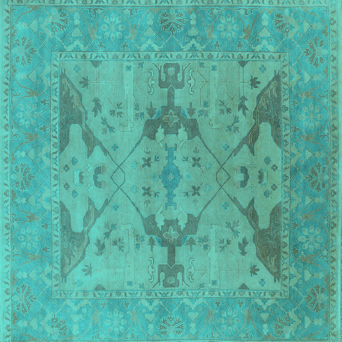 Square Oriental Turquoise Industrial Rug, urb1617turq