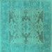 Square Oriental Turquoise Industrial Rug, urb1617turq