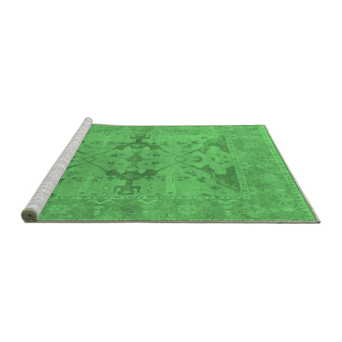 Sideview of Machine Washable Oriental Emerald Green Industrial Area Rugs, wshurb1617emgrn