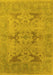 Machine Washable Oriental Yellow Industrial Rug, wshurb1617yw