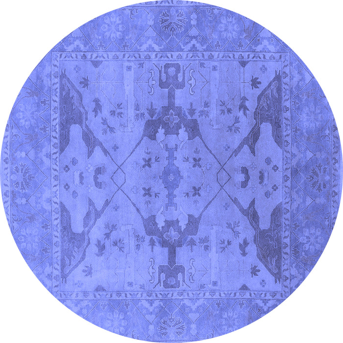 Round Oriental Blue Industrial Rug, urb1617blu