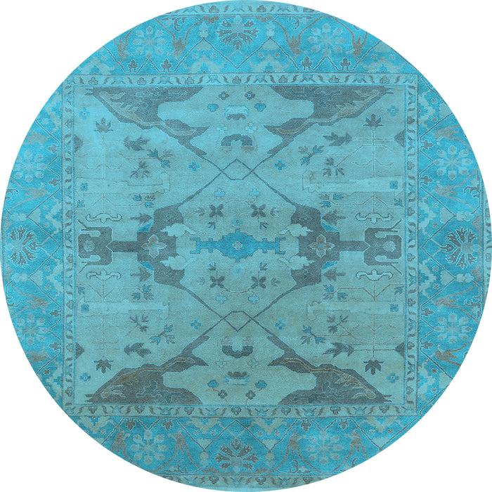 Round Oriental Light Blue Industrial Rug, urb1617lblu