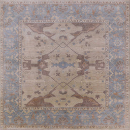 Square Mid-Century Modern Rose Purple Oriental Rug, urb1617