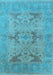 Machine Washable Oriental Light Blue Industrial Rug, wshurb1617lblu