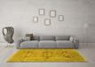 Machine Washable Oriental Yellow Industrial Rug in a Living Room, wshurb1617yw