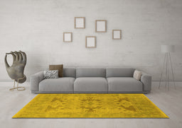 Machine Washable Oriental Yellow Industrial Rug in a Living Room, wshurb1617yw