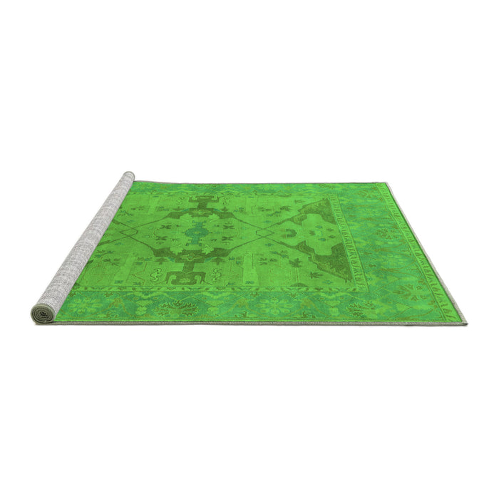 Sideview of Machine Washable Oriental Green Industrial Area Rugs, wshurb1617grn