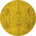 Round Oriental Yellow Industrial Rug, urb1618yw