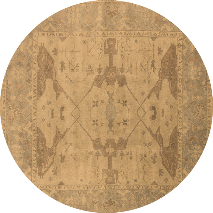 Round Oriental Brown Industrial Rug, urb1618brn