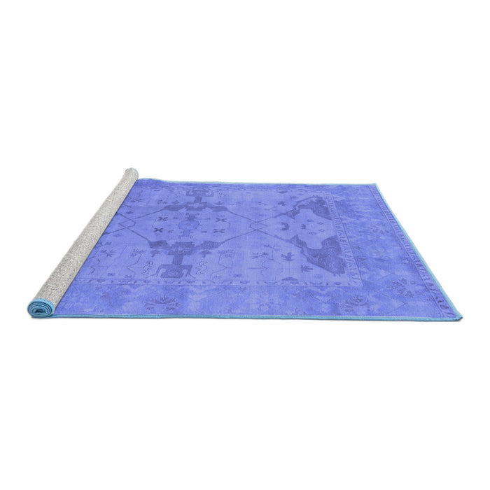 Sideview of Machine Washable Oriental Blue Industrial Rug, wshurb1618blu