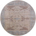 Round Mid-Century Modern Rosy Brown Pink Oriental Rug, urb1618