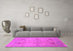 Machine Washable Oriental Pink Industrial Rug in a Living Room, wshurb1618pnk