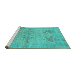 Sideview of Machine Washable Oriental Turquoise Industrial Area Rugs, wshurb1618turq