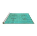 Sideview of Machine Washable Oriental Turquoise Industrial Area Rugs, wshurb1618turq