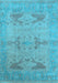 Machine Washable Oriental Light Blue Industrial Rug, wshurb1618lblu