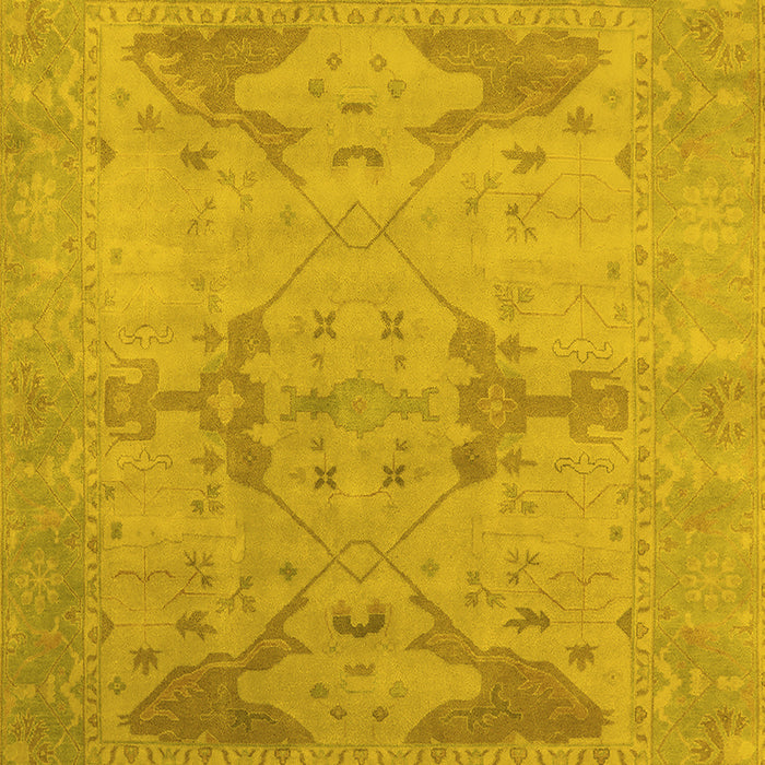 Machine Washable Oriental Yellow Industrial Rug, wshurb1618yw