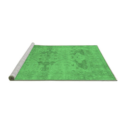 Sideview of Machine Washable Oriental Emerald Green Industrial Area Rugs, wshurb1618emgrn