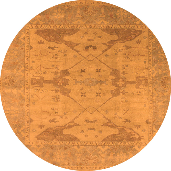 Round Machine Washable Oriental Orange Industrial Area Rugs, wshurb1618org
