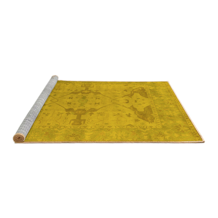 Sideview of Machine Washable Oriental Yellow Industrial Rug, wshurb1618yw