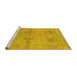 Sideview of Machine Washable Oriental Yellow Industrial Rug, wshurb1618yw