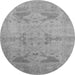 Round Machine Washable Oriental Gray Industrial Rug, wshurb1618gry