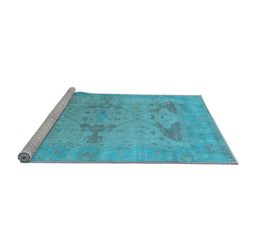 Sideview of Machine Washable Oriental Light Blue Industrial Rug, wshurb1618lblu