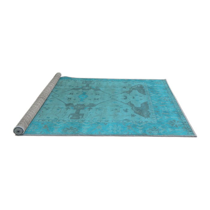 Sideview of Machine Washable Oriental Light Blue Industrial Rug, wshurb1618lblu