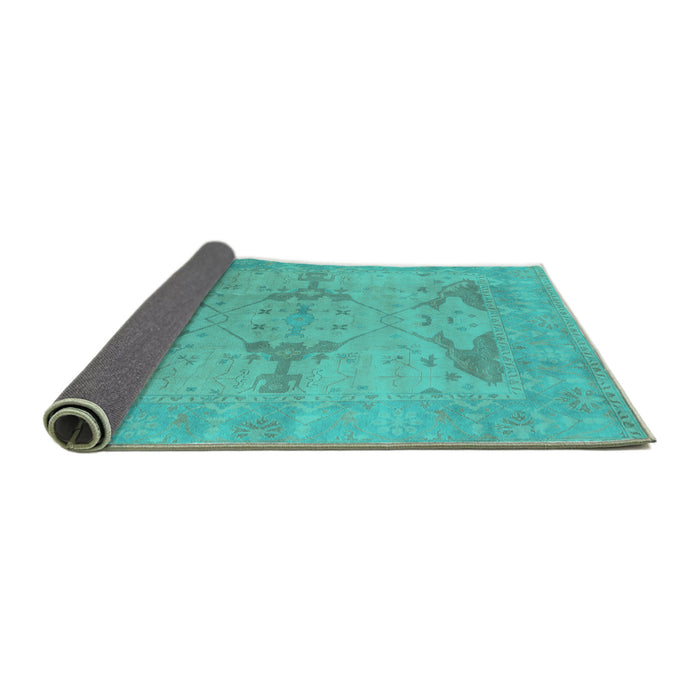 Sideview of Oriental Turquoise Industrial Rug, urb1618turq