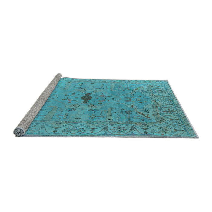 Sideview of Machine Washable Oriental Light Blue Industrial Rug, wshurb1619lblu