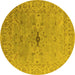 Round Oriental Yellow Industrial Rug, urb1619yw