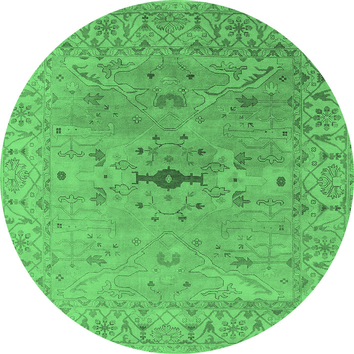 Round Oriental Emerald Green Industrial Rug, urb1619emgrn